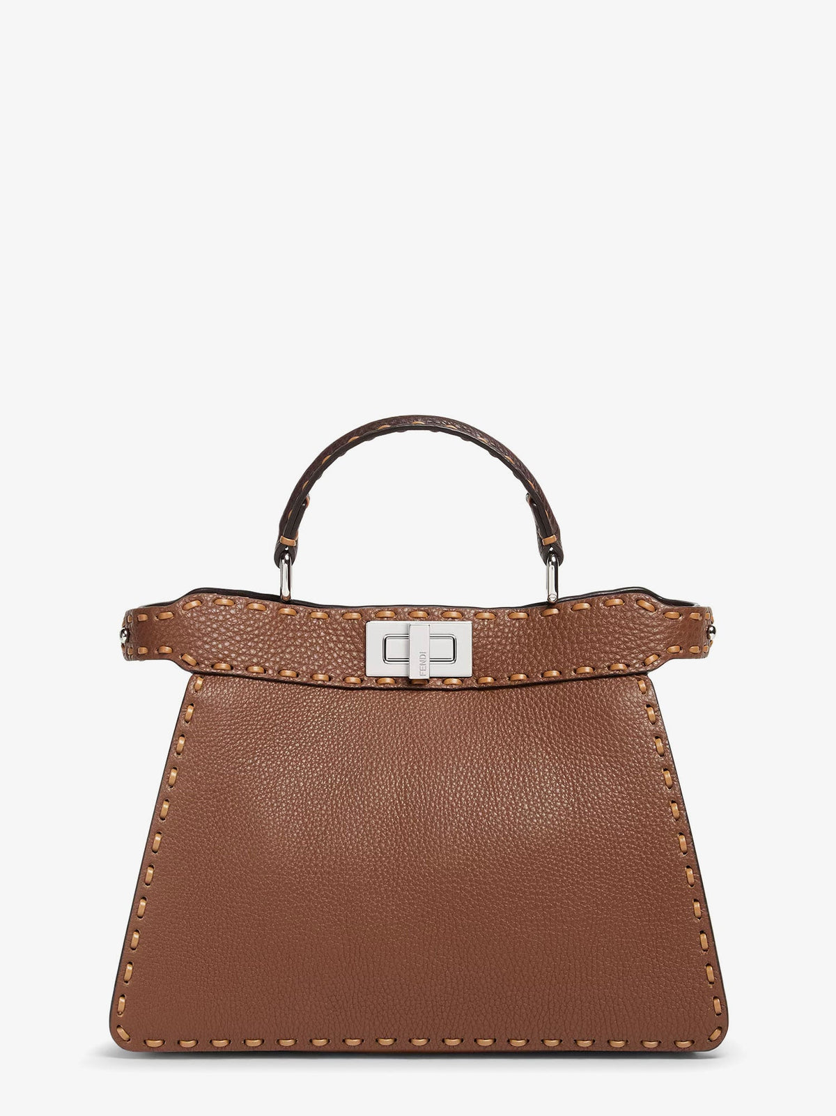 Fendi Women Peekaboo Iseeu Small Leather Shoulder Bag With Selleria Macro Stitching