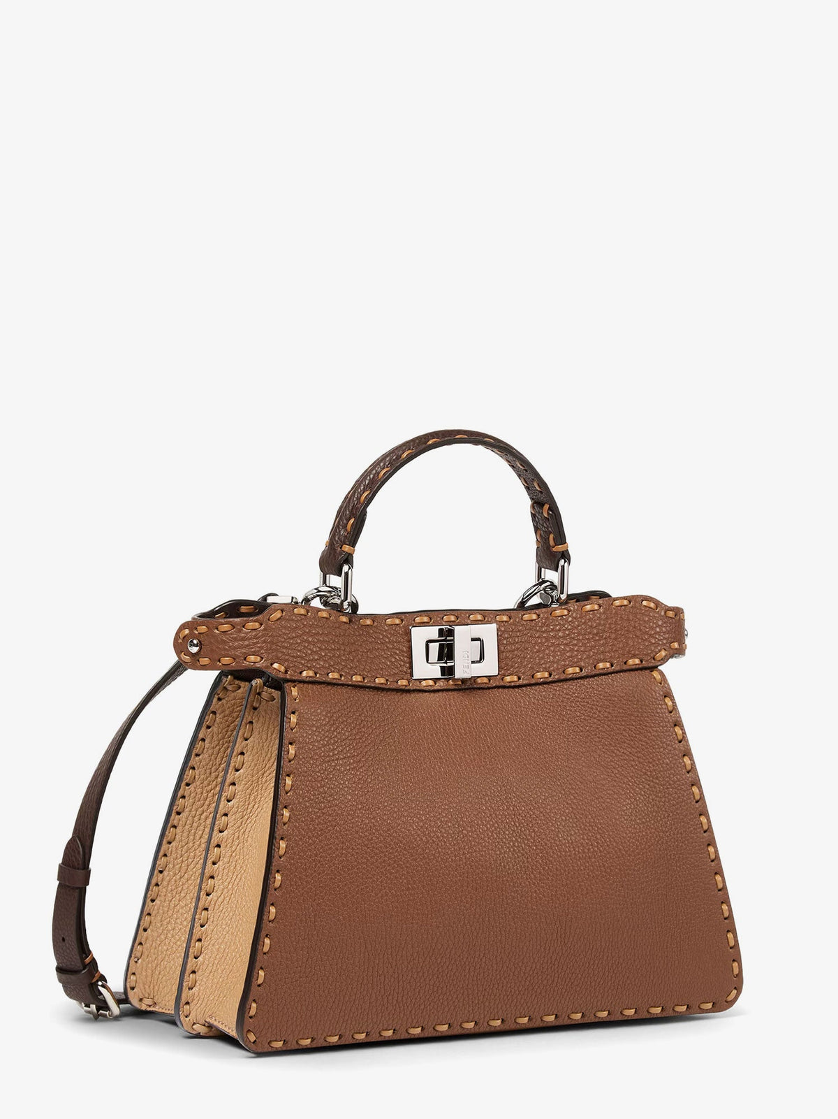 Fendi Women Peekaboo Iseeu Small Leather Shoulder Bag With Selleria Macro Stitching