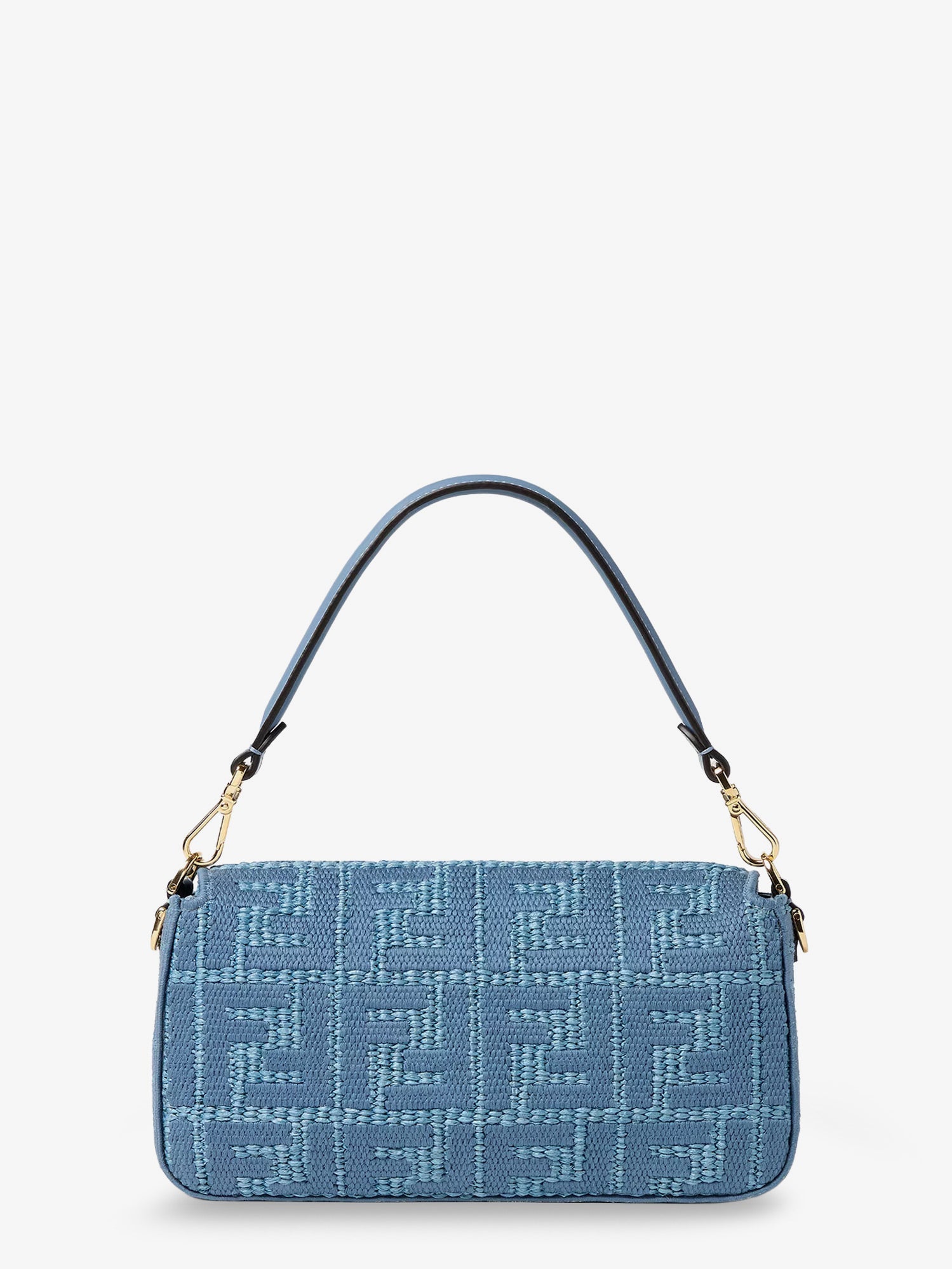 Fendi Women Baguetteâ® Handbag In Raffia With All-Over Ff Embroidery