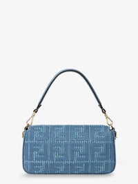 Fendi Women Baguetteâ® Handbag In Raffia With All-Over Ff Embroidery