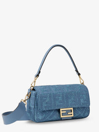 Fendi Women Baguetteâ® Handbag In Raffia With All-Over Ff Embroidery