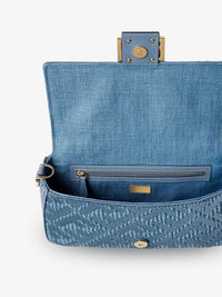 Fendi Women Baguetteâ® Handbag In Raffia With All-Over Ff Embroidery