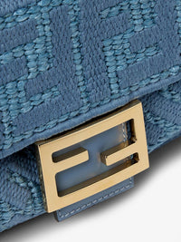 Fendi Women Baguetteâ® Handbag In Raffia With All-Over Ff Embroidery