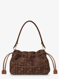 Fendi Women Mamma Baguette Medium Raffia Handbag With Ff Embroidery