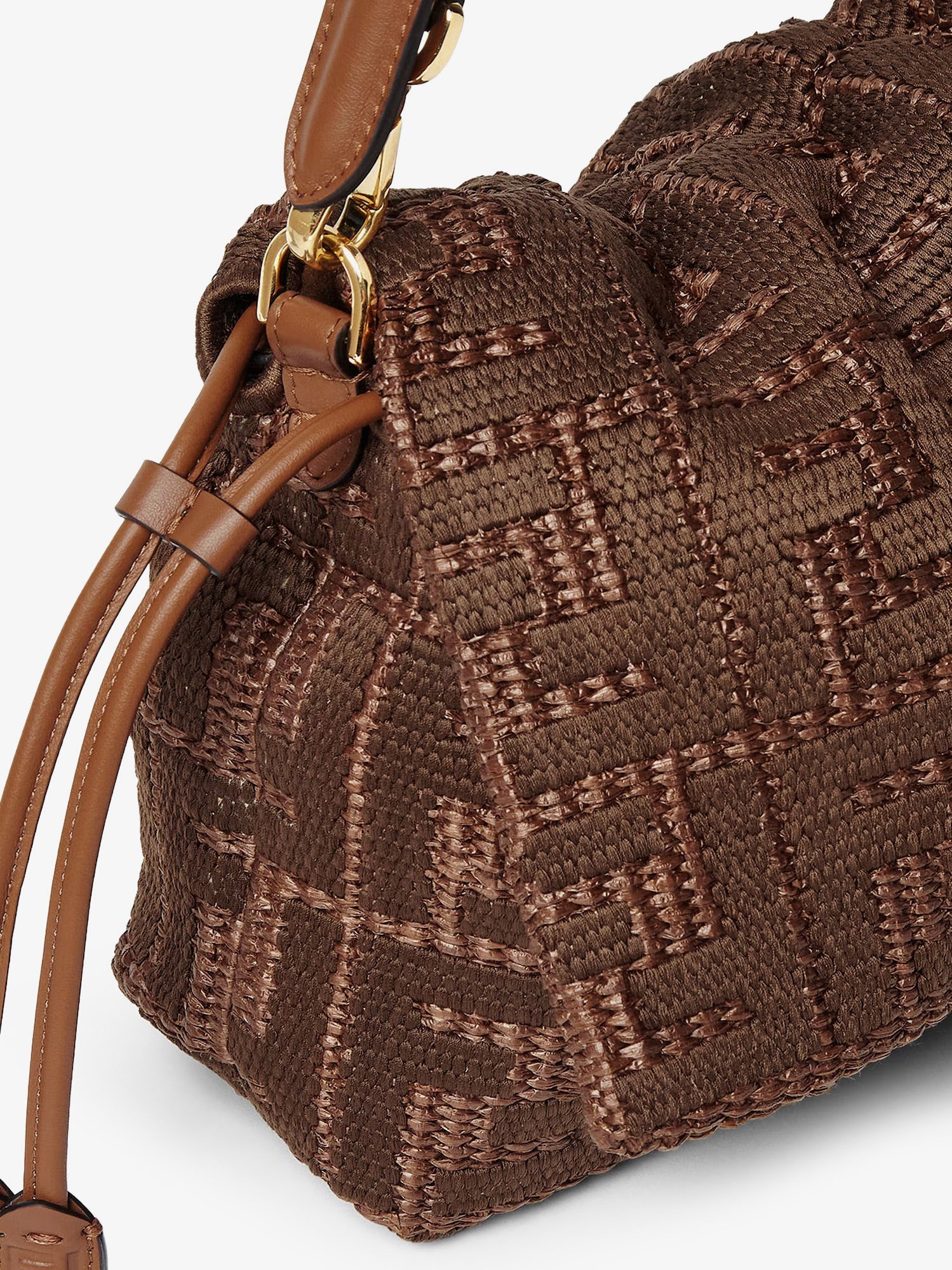 Fendi Women Mamma Baguette Medium Raffia Handbag With Ff Embroidery