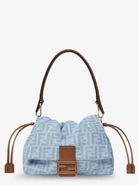 Fendi Women Mamma Baguette Light Denim Crossbody Bag