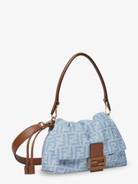 Fendi Women Mamma Baguette Light Denim Crossbody Bag