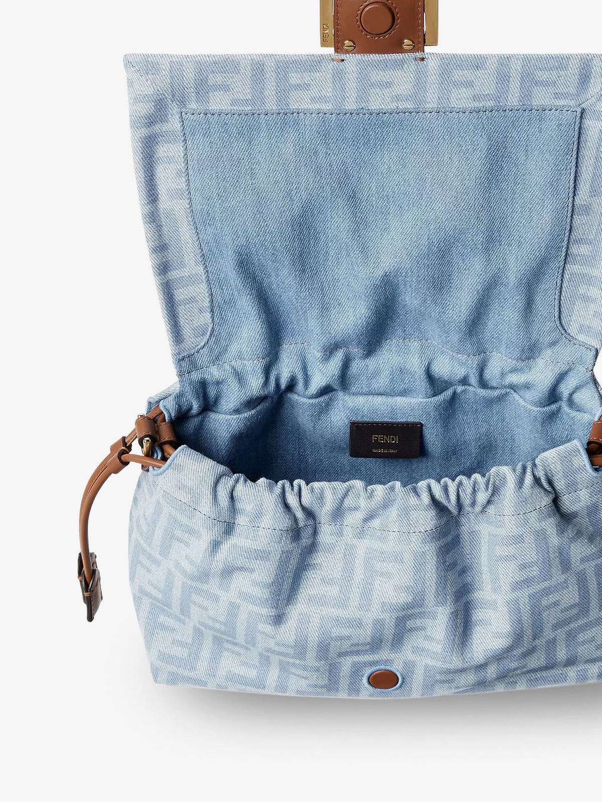 Fendi Women Mamma Baguette Light Denim Crossbody Bag