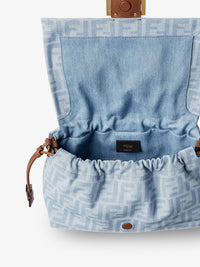 Fendi Women Mamma Baguette Light Denim Crossbody Bag