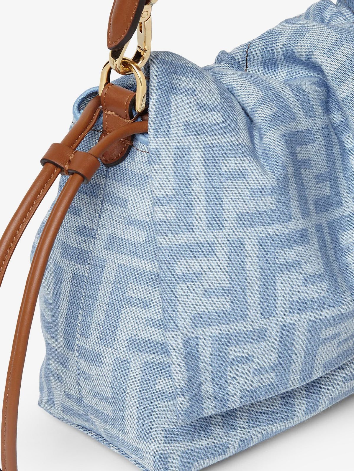 Fendi Women Mamma Baguette Light Denim Crossbody Bag
