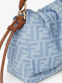 Fendi Women Mamma Baguette Light Denim Crossbody Bag