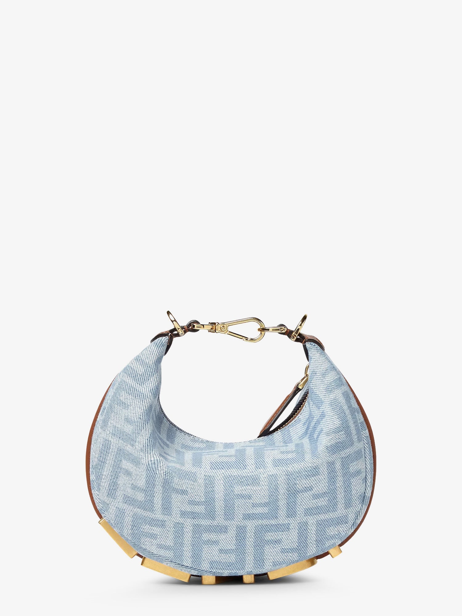 Fendi Women Fendigraphy Mini Denim Handbag With All-Over Ff Logo