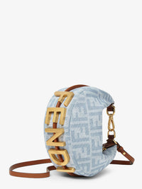 Fendi Women Fendigraphy Mini Denim Handbag With All-Over Ff Logo