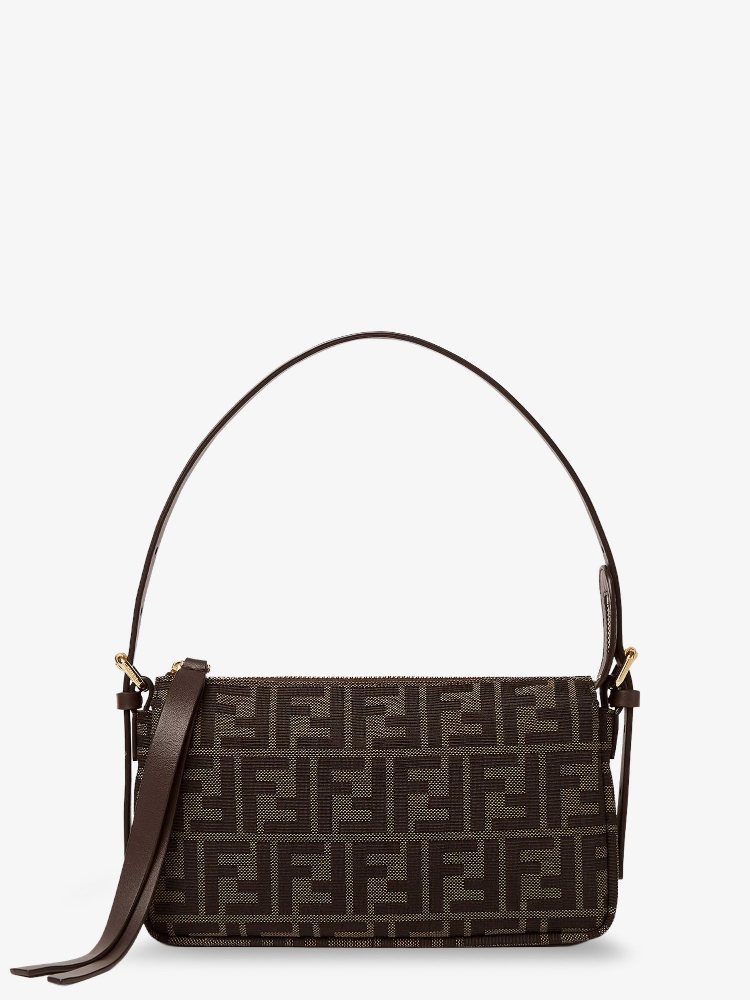 FENDI Fendi Women Zip Top Small Ff Zucca Fabric Shoulder Bag