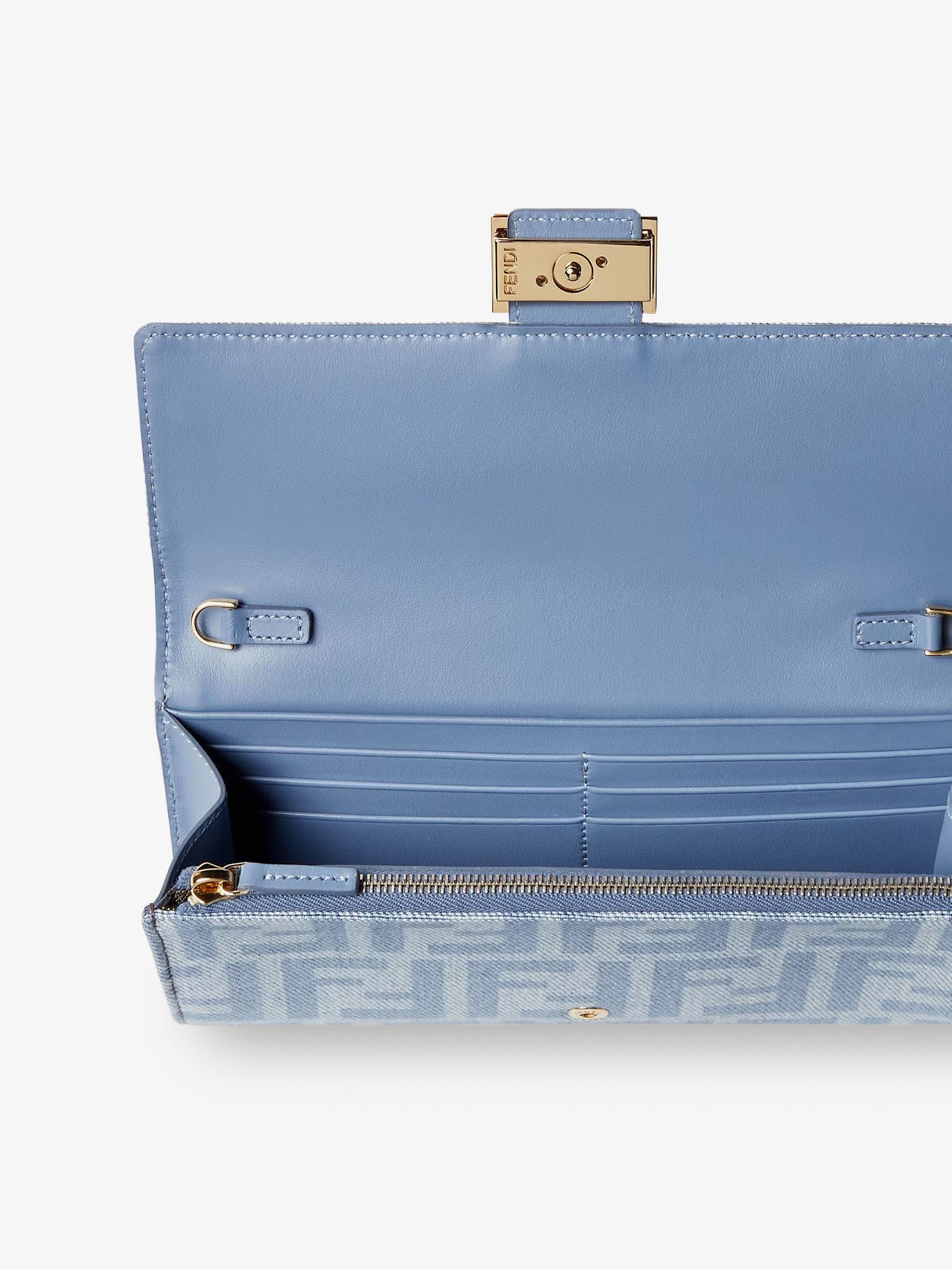 Fendi Women Baguette Continental Canvas Crossbody Bag With All-Over Ff Motif