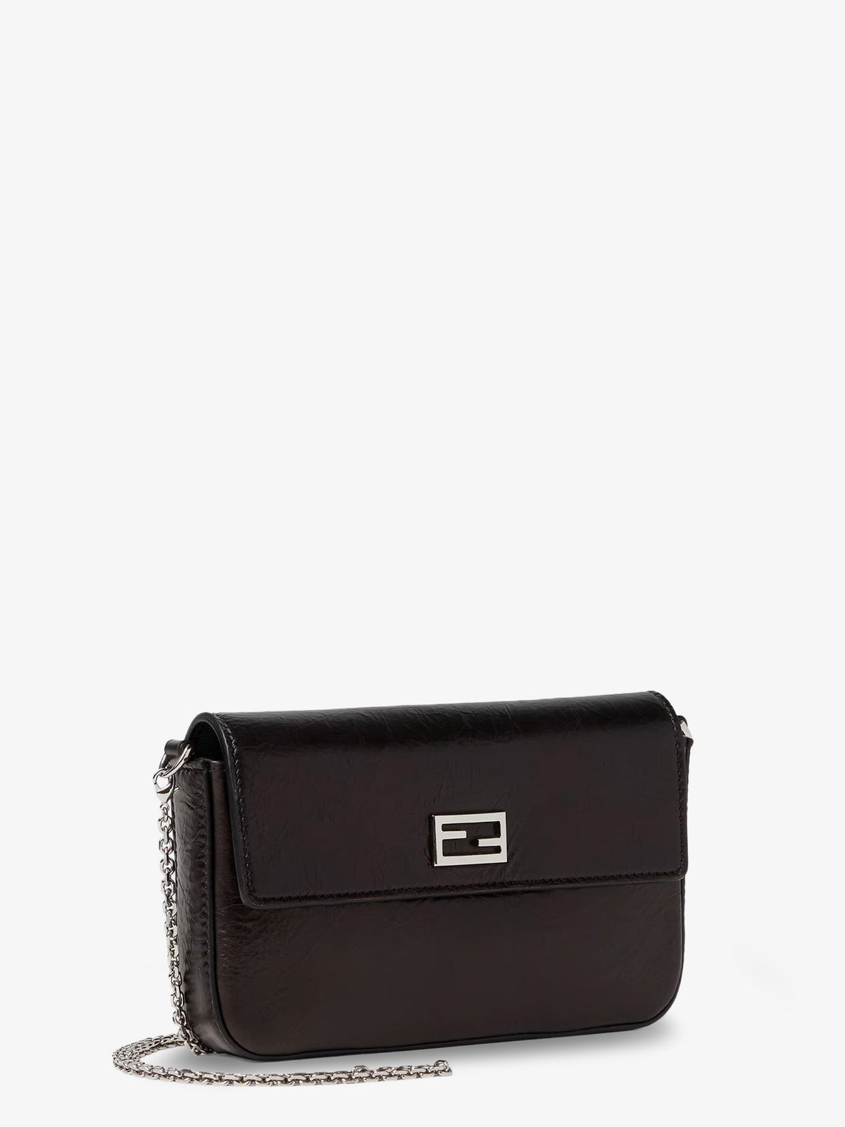 Fendi Women Crackled Leather Wallet On Chain Tube Crossbody Bag