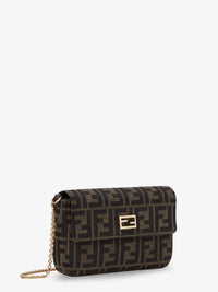 Fendi Women Wallet On Chain Tube Ff Zucca Fabric Crossbody Bag