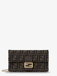 FENDI Fendi Women Wallet On Chain Tube Ff Zucca Fabric Crossbody Bag