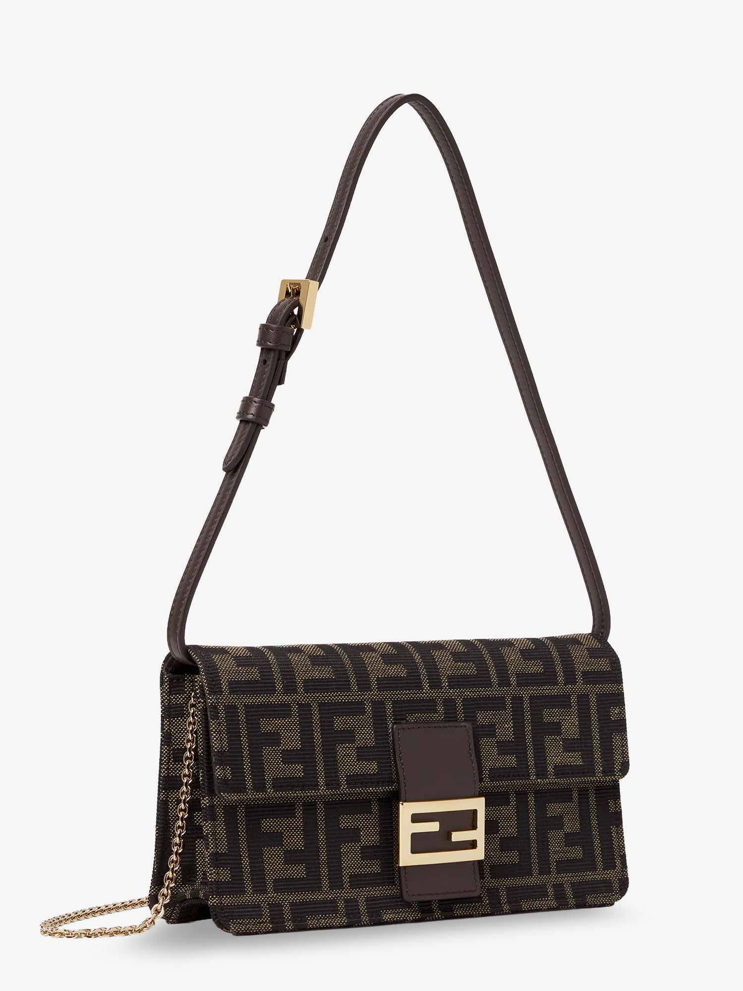 FENDI Fendi Women Wallet On Chain Tube Ff Zucca Fabric Crossbody Bag