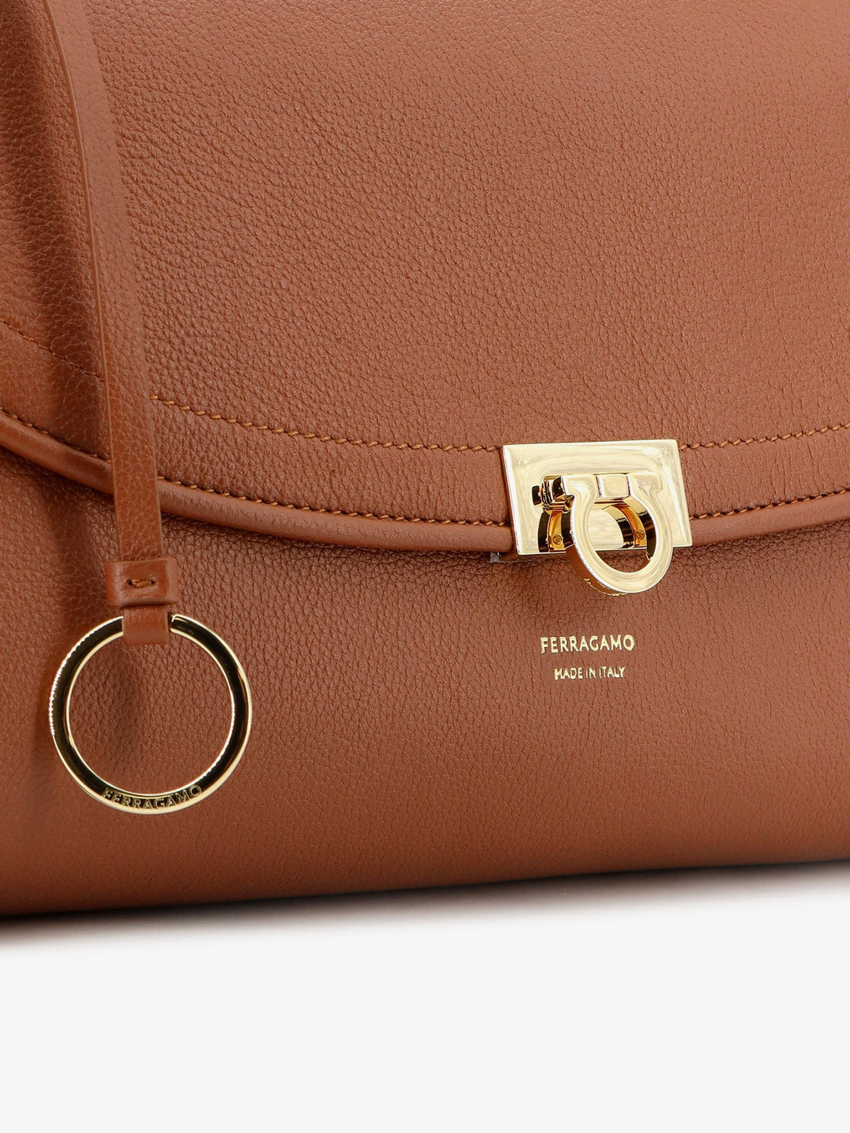 Ferragamo Women Leather Shoulder Bag With Gancini Detail