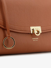 Ferragamo Women Leather Shoulder Bag With Gancini Detail