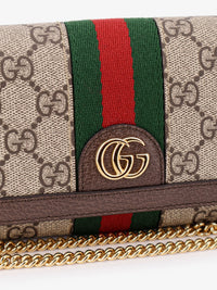 Gucci Women Ophidia Gg Supreme Fabric And Leather Crossbody Bag