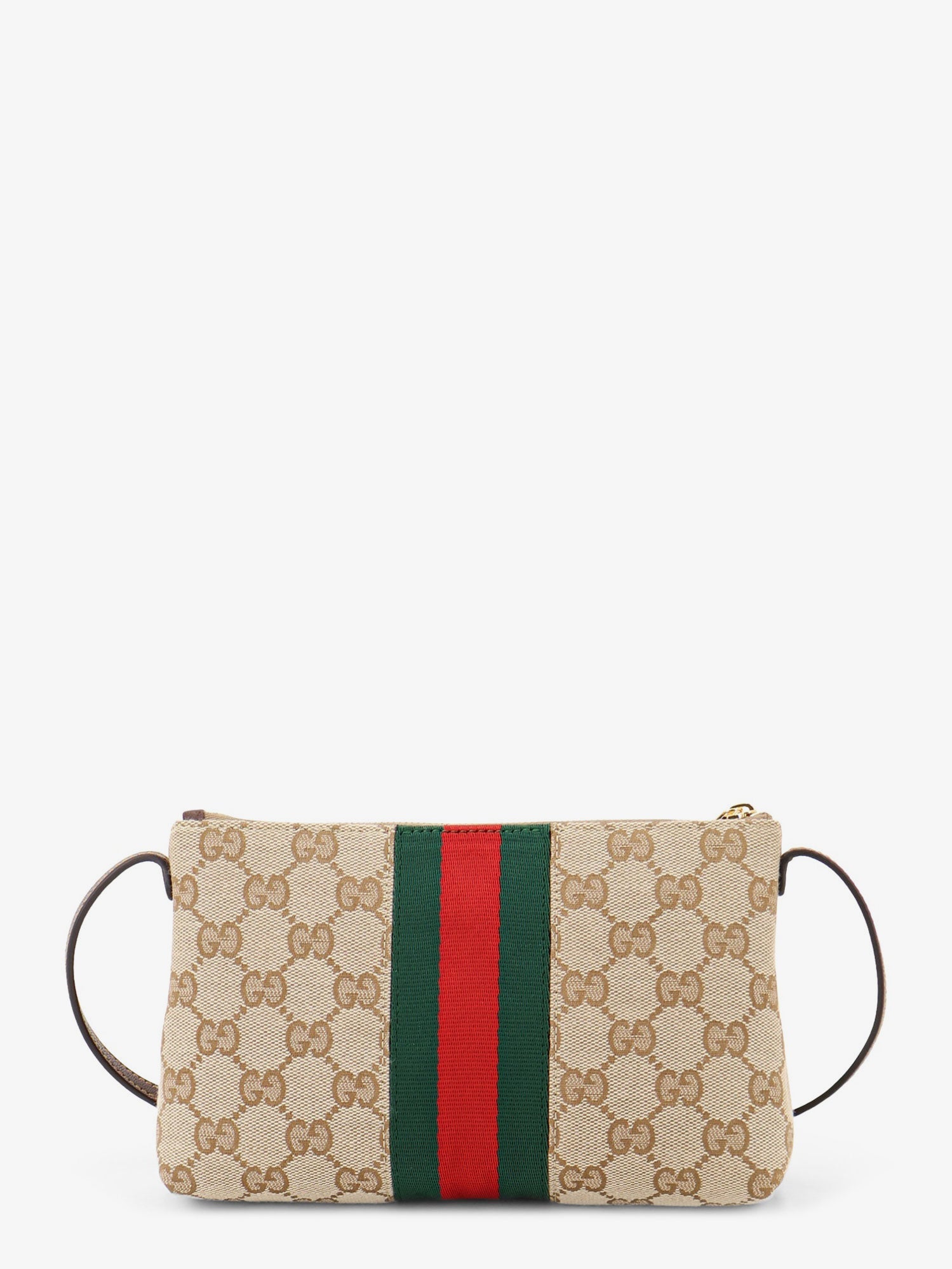Gucci Women Gg Fabric Crossbody With Nastro Web Detail On The Front