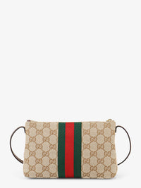 Gucci Women Gg Fabric Crossbody With Nastro Web Detail On The Front