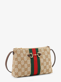 Gucci Women Gg Fabric Crossbody With Nastro Web Detail On The Front