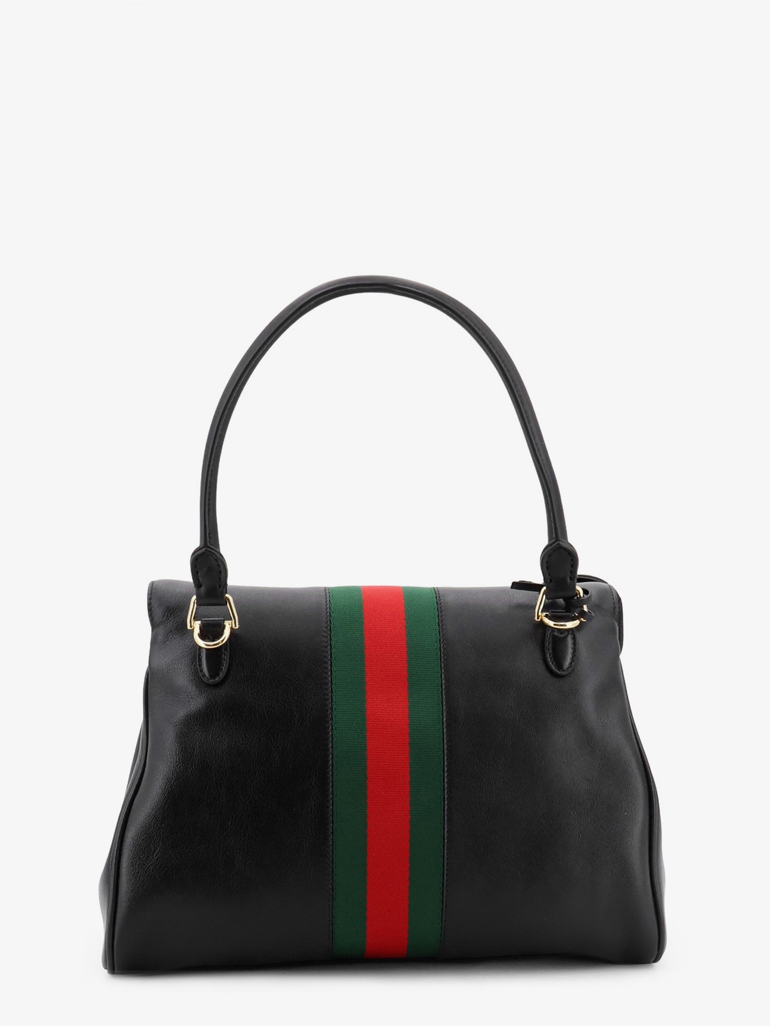 Gucci Women Paparazzo Leather Handbag With Front Web Detail