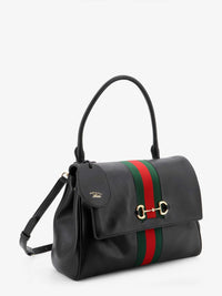Gucci Women Paparazzo Leather Handbag With Front Web Detail