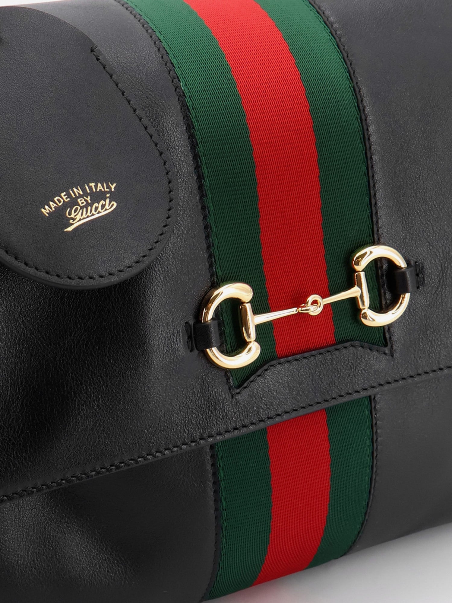 Gucci Women Paparazzo Leather Handbag With Front Web Detail