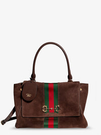 GUCCI Gucci Women Paparazzo Suede Handbag With Iconic Web Detail On The Front