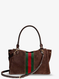 GUCCI Gucci Women Paparazzo Suede Handbag With Iconic Web Detail On The Front