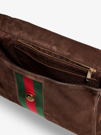 GUCCI Gucci Women Paparazzo Suede Handbag With Iconic Web Detail On The Front