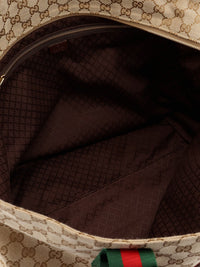 Gucci Men Gg Fabric Shopping Bag With Nastro Web Handle Detail
