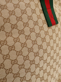 Gucci Men Gg Fabric Shopping Bag With Nastro Web Handle Detail
