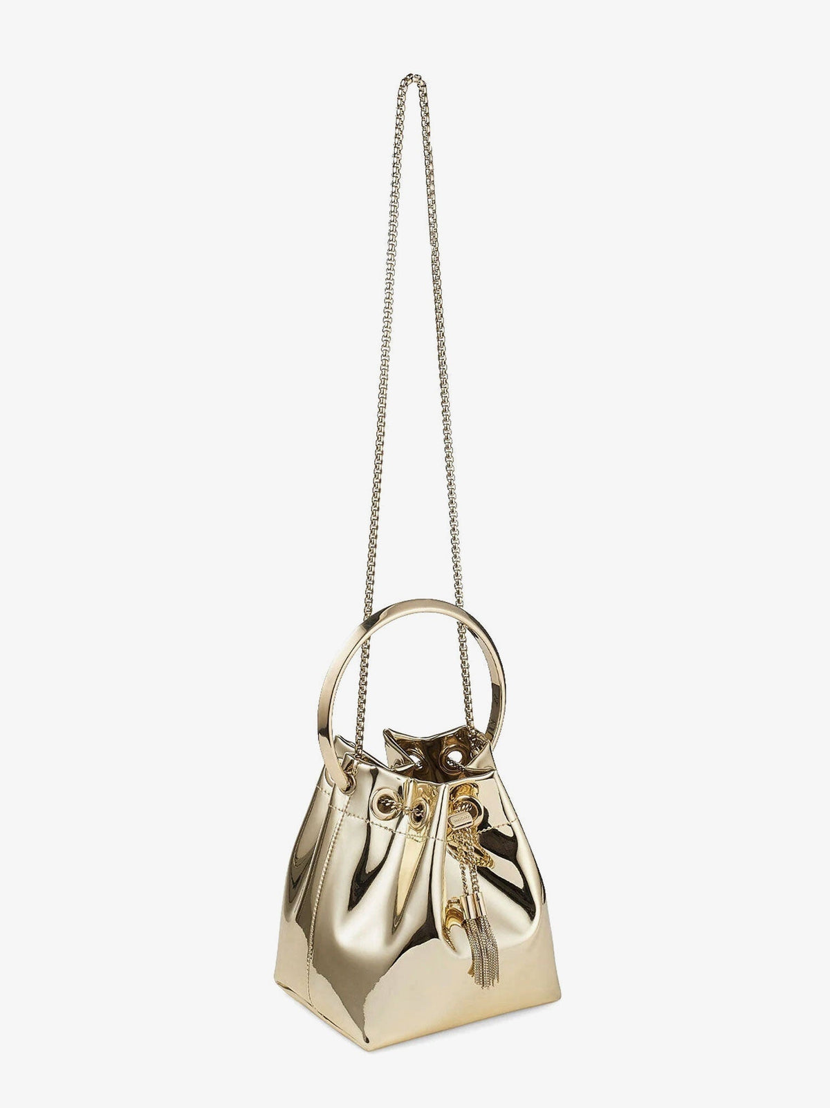 Jimmy Choo Women Bon Bon Metallic Leather Bucket Bag
