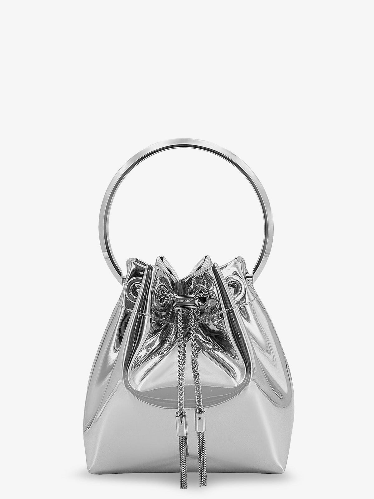 Jimmy Choo Women Bonbon Bucket Bag In Mirrored Fabric