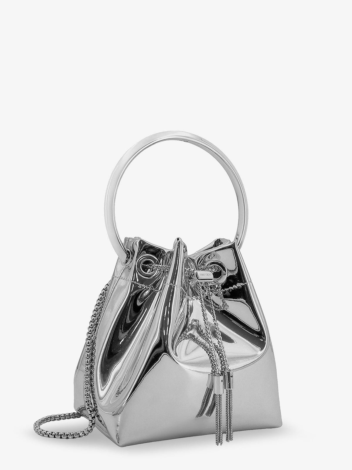 Jimmy Choo Women Bonbon Bucket Bag In Mirrored Fabric