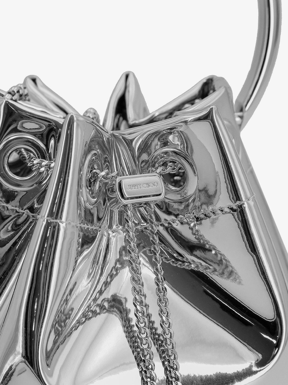 Jimmy Choo Women Bonbon Bucket Bag In Mirrored Fabric