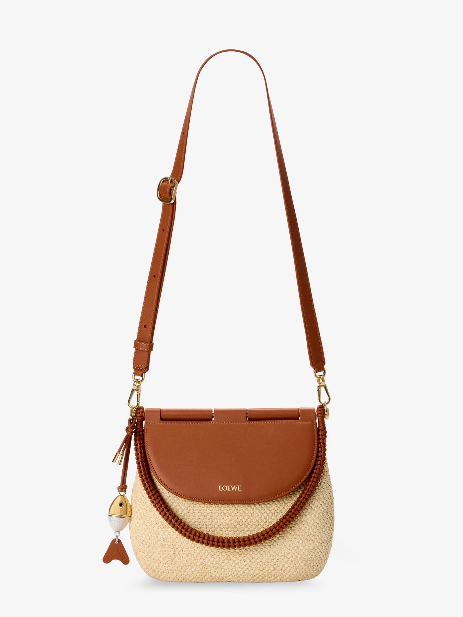 LOEWE Loewe Women Paula's Ibiza Raffia And Leather Pescador Crossbody Bag