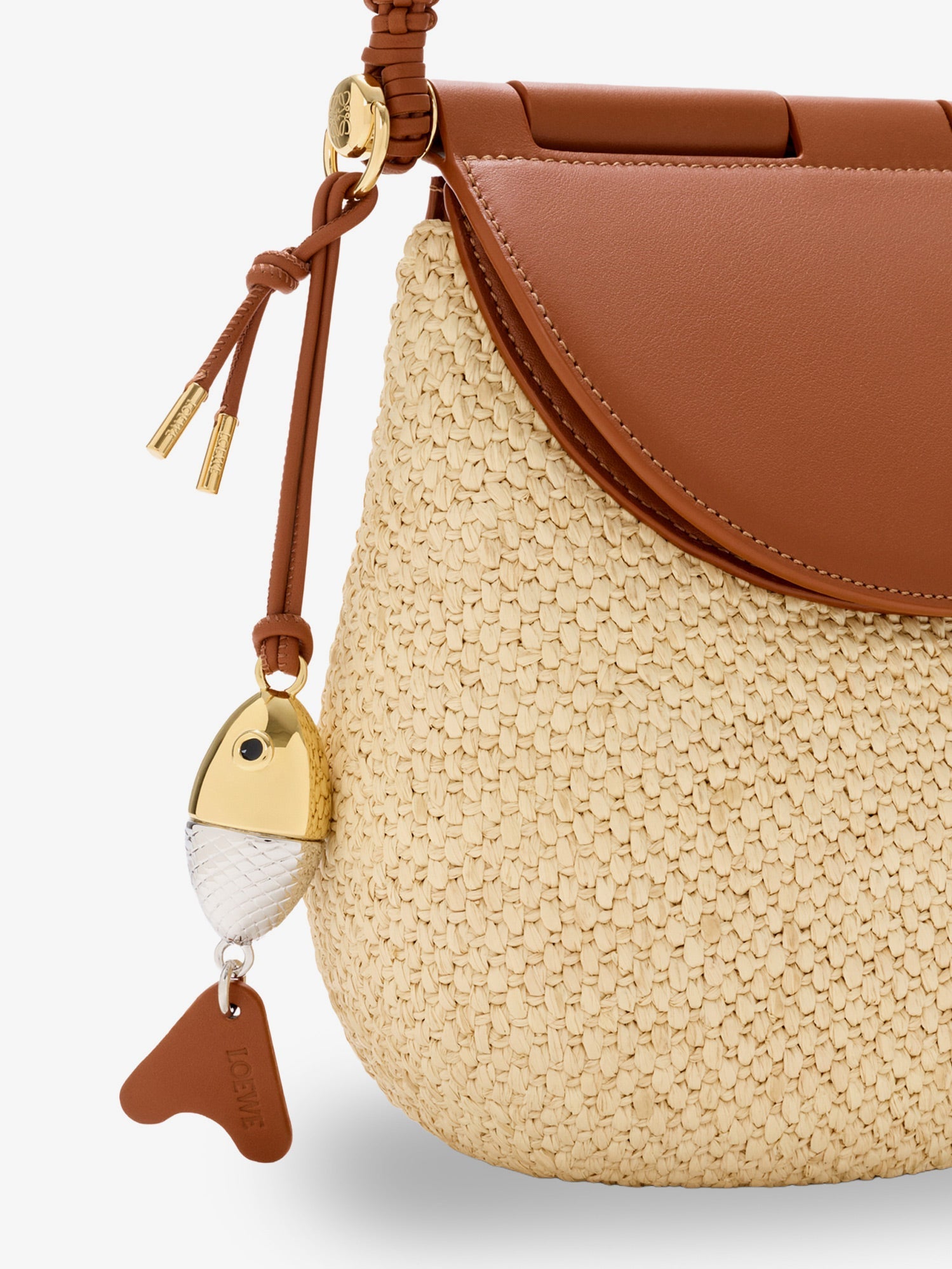 LOEWE Loewe Women Paula's Ibiza Raffia And Leather Pescador Crossbody Bag