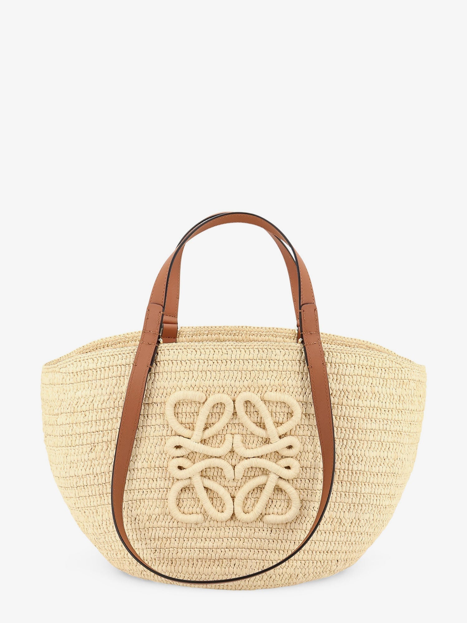 Loewe Women Paula's Ibiza -Eclipse Raffia And Leather Handbag With 3D Anagram Logo