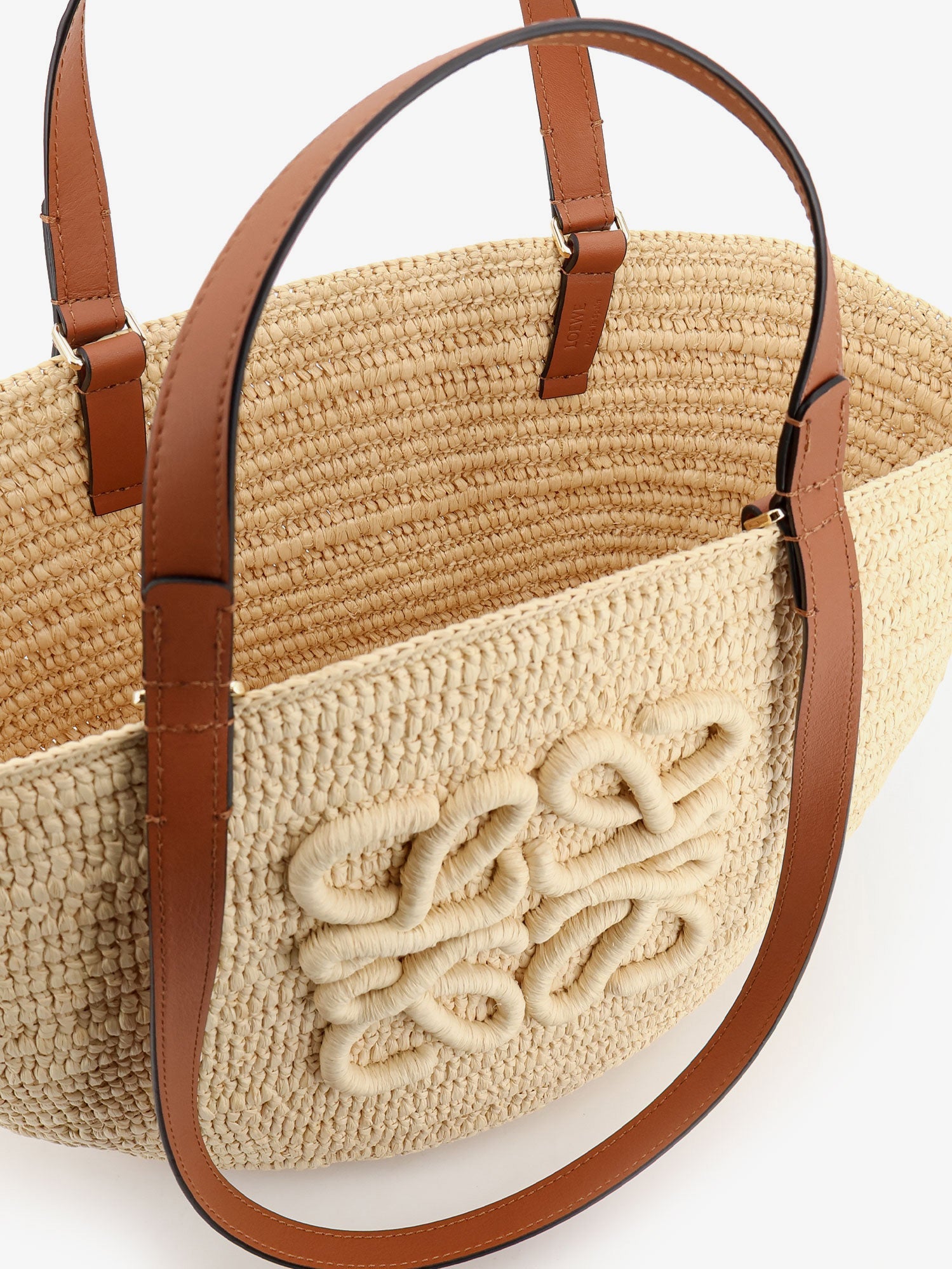 Loewe Women Paula's Ibiza -Eclipse Raffia And Leather Handbag With 3D Anagram Logo