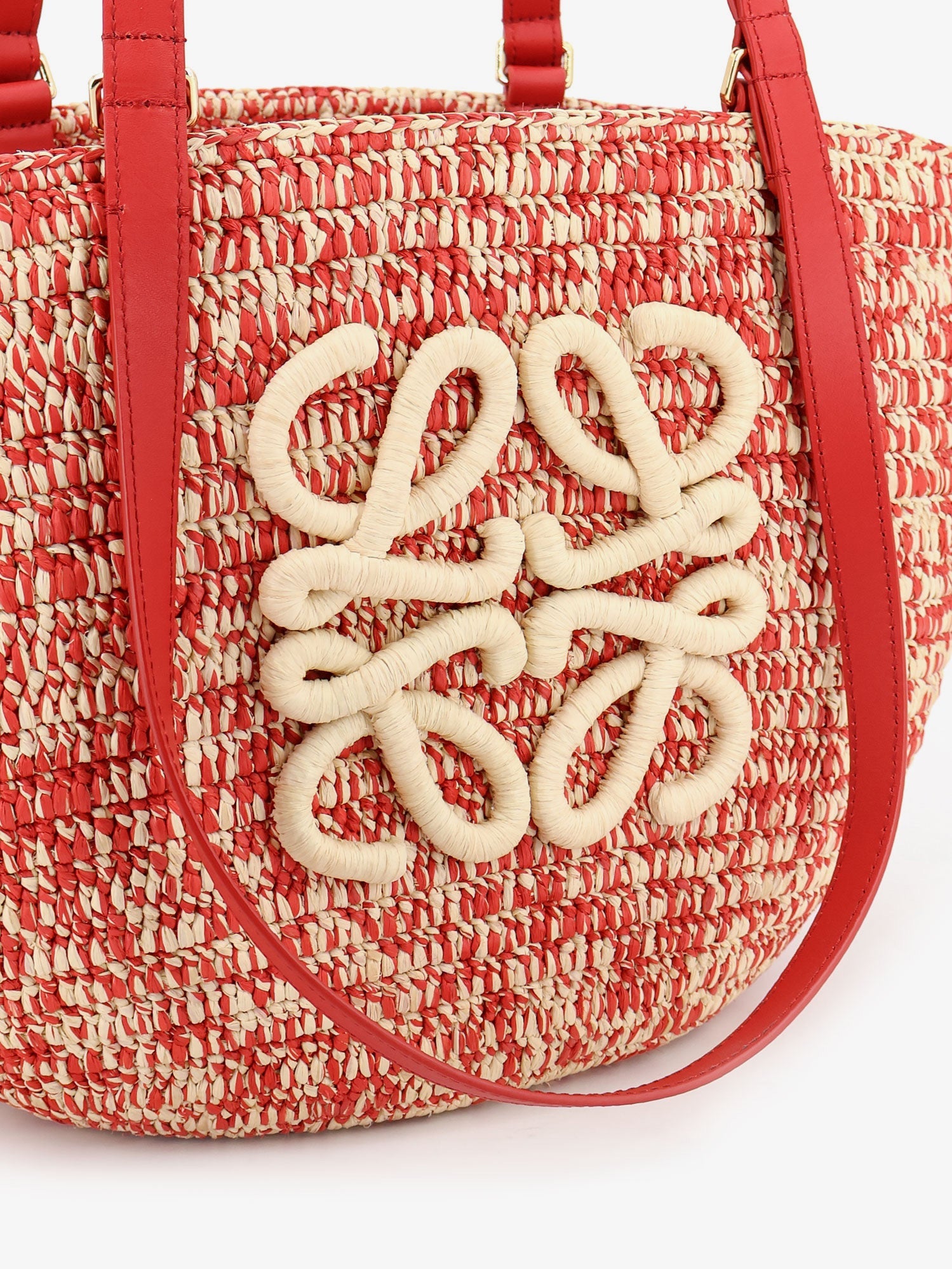 Loewe Women Paula's Ibiza -Medium Eclipse Raffia And Leather Shoulder Bag With 3D Anagram Logo