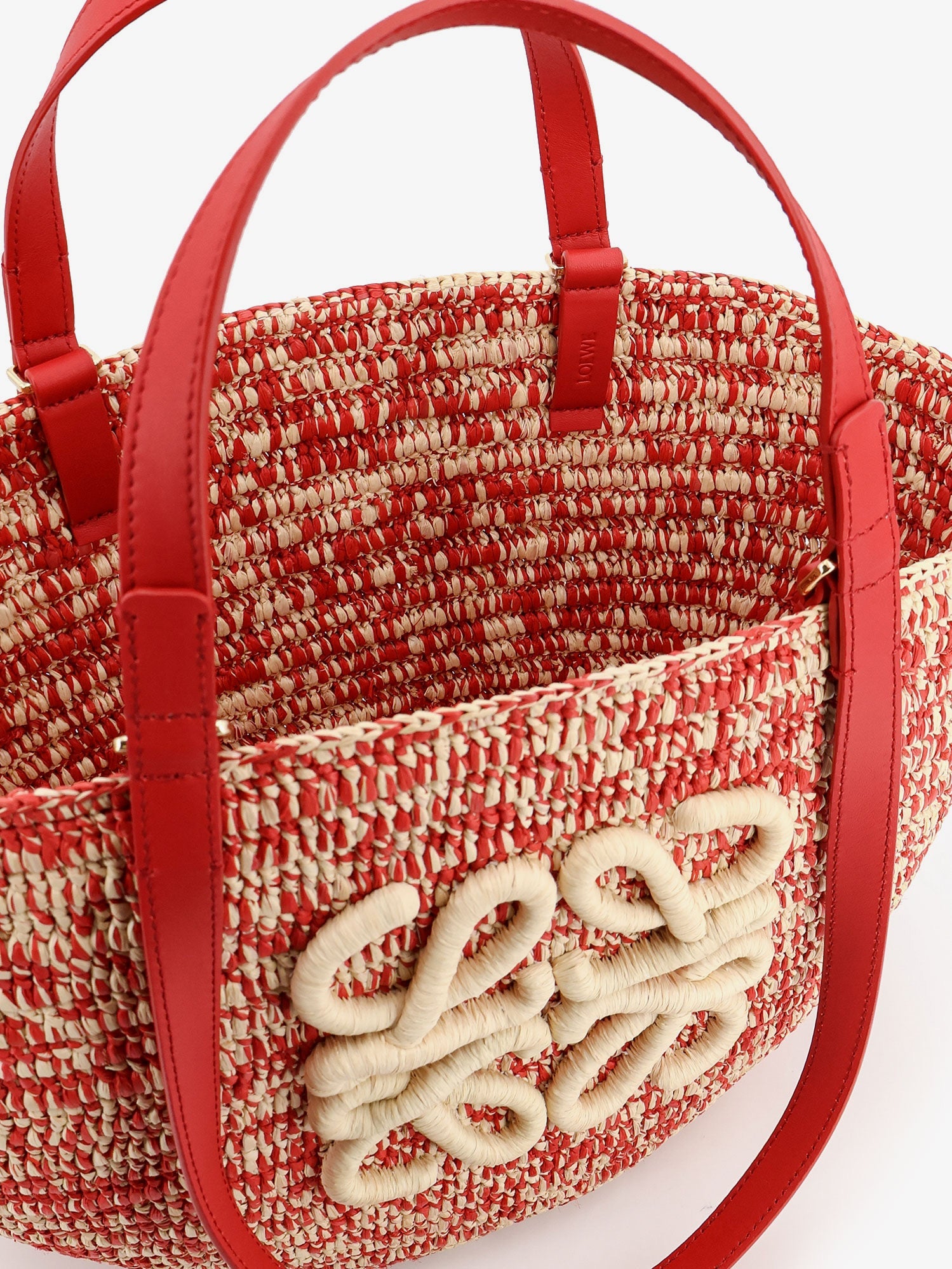 Loewe Women Paula's Ibiza -Medium Eclipse Raffia And Leather Shoulder Bag With 3D Anagram Logo