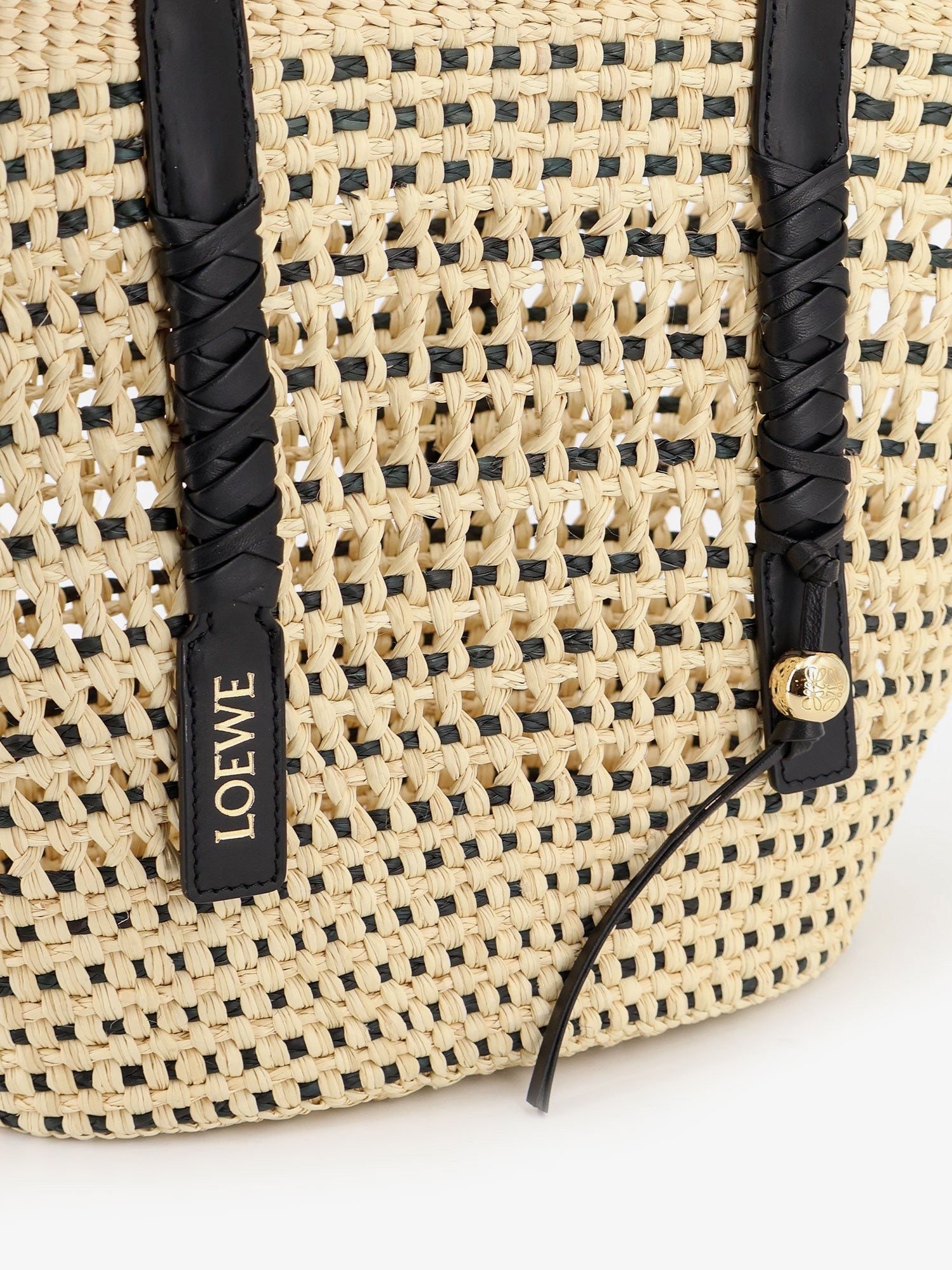 Loewe Women Paula's Ibiza -Braid Raffia And Leather Shoulder Bag