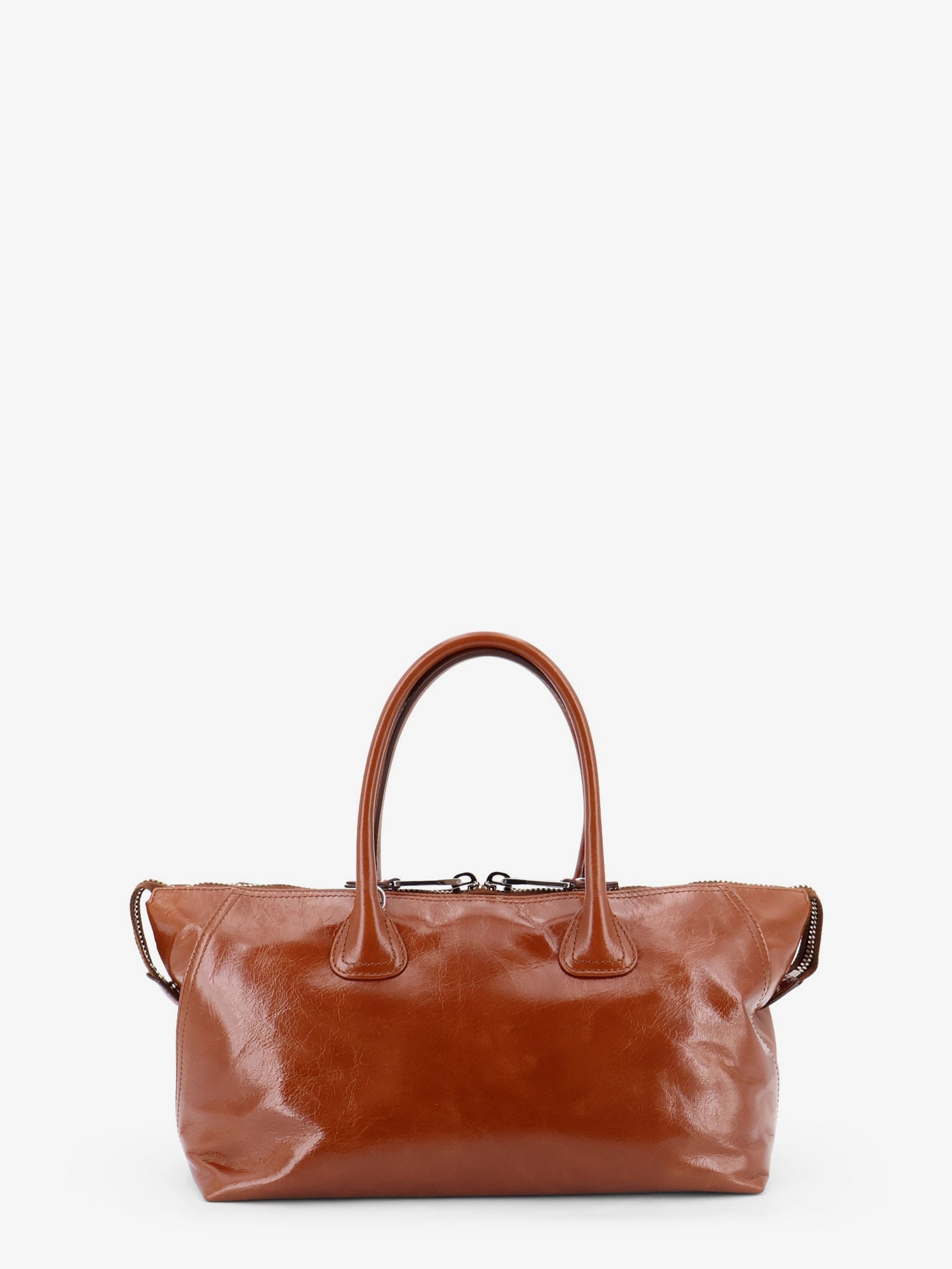 Miu Miu Women Shiny Leather Handbag With Front Lettering Logo