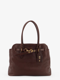 Miu Miu Women Aventure Leather Handbag With Front Lettering Logo